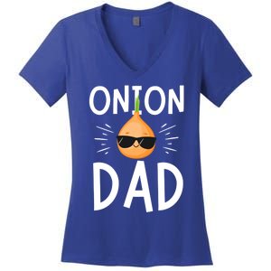 Funny Onion Dad Vegetable Fathers' Day Gardener Lover Gift Women's V-Neck T-Shirt