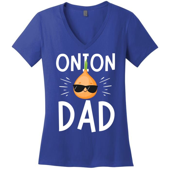 Funny Onion Dad Vegetable Fathers' Day Gardener Lover Gift Women's V-Neck T-Shirt