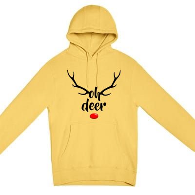 Funny Oh Deer Rudolph Reindeer Christmas Antlers Cool Gift Premium Pullover Hoodie