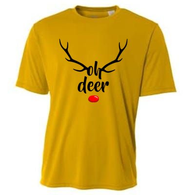 Funny Oh Deer Rudolph Reindeer Christmas Antlers Cool Gift Cooling Performance Crew T-Shirt