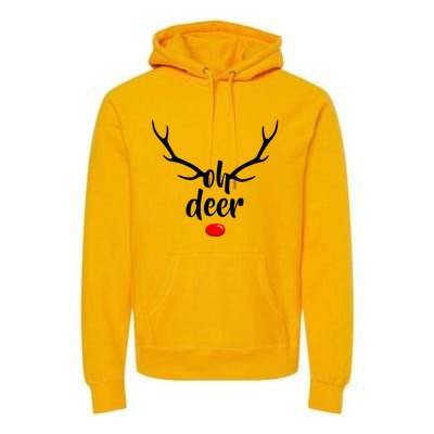 Funny Oh Deer Rudolph Reindeer Christmas Antlers Cool Gift Premium Hoodie