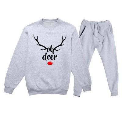 Funny Oh Deer Rudolph Reindeer Christmas Antlers Cool Gift Premium Crewneck Sweatsuit Set