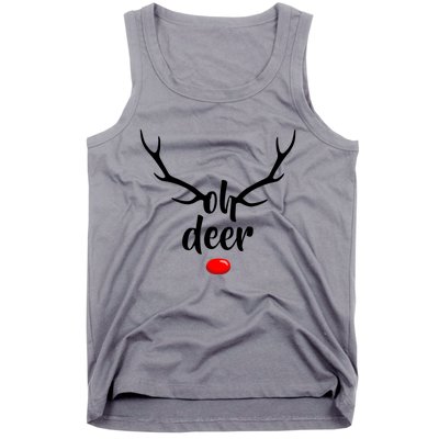 Funny Oh Deer Rudolph Reindeer Christmas Antlers Cool Gift Tank Top