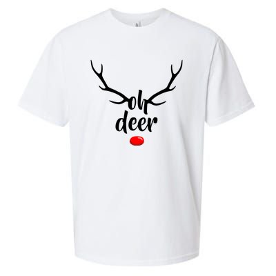 Funny Oh Deer Rudolph Reindeer Christmas Antlers Cool Gift Sueded Cloud Jersey T-Shirt