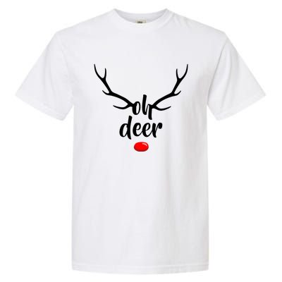 Funny Oh Deer Rudolph Reindeer Christmas Antlers Cool Gift Garment-Dyed Heavyweight T-Shirt