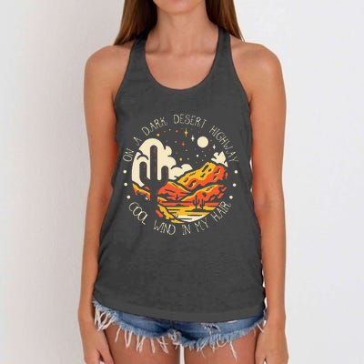 Funny On Dark Deserts Highway Classic Cool Wind In My Hair Women's Knotted Racerback Tank