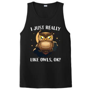 Funny Owl Design For Men Women Cute Owl Nocturnal Bird Lover PosiCharge Competitor Tank