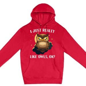 Funny Owl Design For Men Women Cute Owl Nocturnal Bird Lover Premium Pullover Hoodie