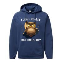 Funny Owl Design For Men Women Cute Owl Nocturnal Bird Lover Performance Fleece Hoodie