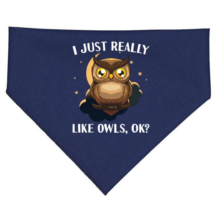 Funny Owl Design For Men Women Cute Owl Nocturnal Bird Lover USA-Made Doggie Bandana