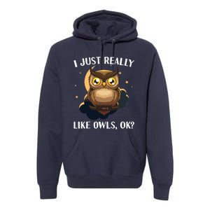 Funny Owl Design For Men Women Cute Owl Nocturnal Bird Lover Premium Hoodie