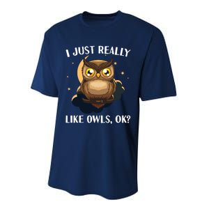 Funny Owl Design For Men Women Cute Owl Nocturnal Bird Lover Performance Sprint T-Shirt