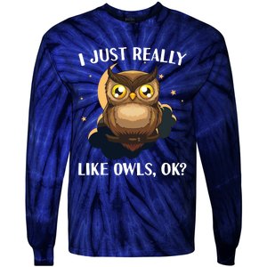 Funny Owl Design For Men Women Cute Owl Nocturnal Bird Lover Tie-Dye Long Sleeve Shirt