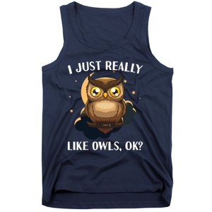 Funny Owl Design For Men Women Cute Owl Nocturnal Bird Lover Tank Top