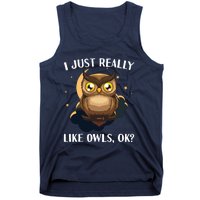 Funny Owl Design For Men Women Cute Owl Nocturnal Bird Lover Tank Top