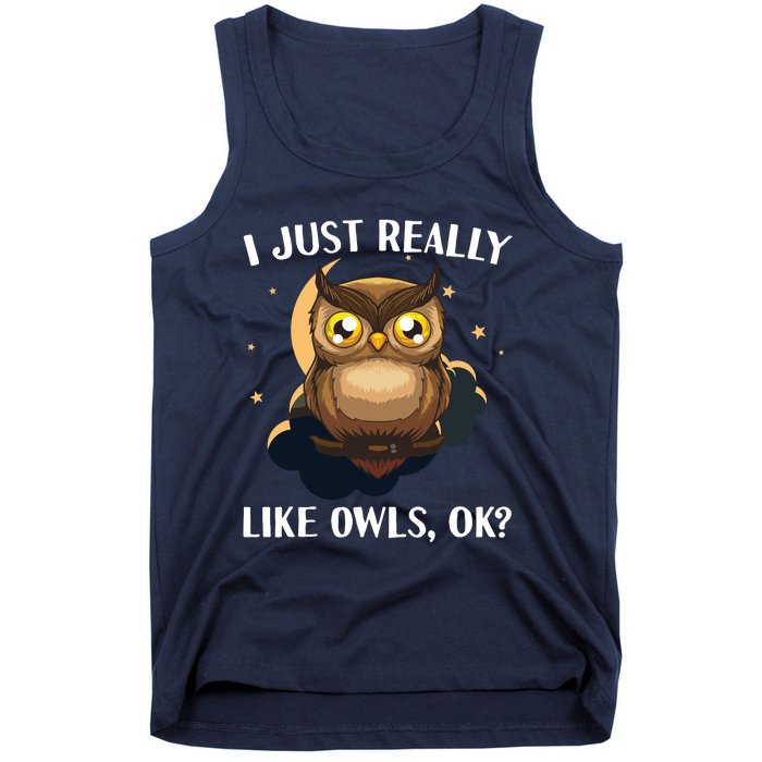 Funny Owl Design For Men Women Cute Owl Nocturnal Bird Lover Tank Top