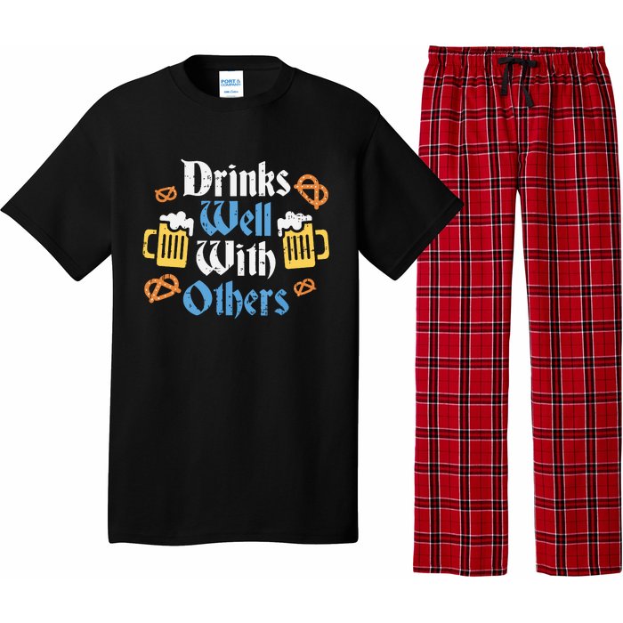 Funny Oktoberfest Drinks Well With Others Gift Pajama Set