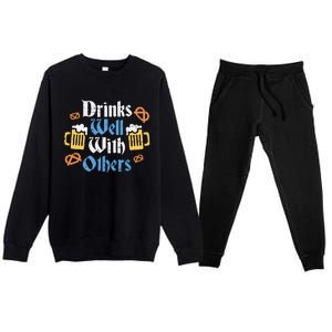 Funny Oktoberfest Drinks Well With Others Gift Premium Crewneck Sweatsuit Set