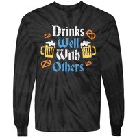 Funny Oktoberfest Drinks Well With Others Gift Tie-Dye Long Sleeve Shirt