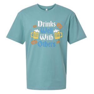 Funny Oktoberfest Drinks Well With Others Gift Sueded Cloud Jersey T-Shirt