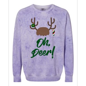 Funny Oh Deer Christmas Reindeer Antler Pun Funny Gift Gift Colorblast Crewneck Sweatshirt