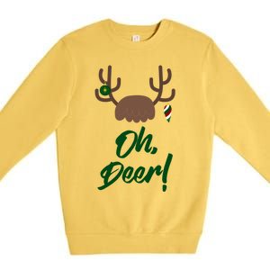 Funny Oh Deer Christmas Reindeer Antler Pun Funny Gift Gift Premium Crewneck Sweatshirt