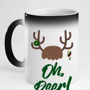 Funny Oh Deer Christmas Reindeer Antler Pun Funny Gift Gift 11oz Black Color Changing Mug