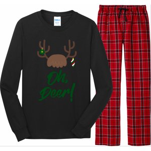 Funny Oh Deer Christmas Reindeer Antler Pun Funny Gift Gift Long Sleeve Pajama Set