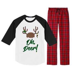 Funny Oh Deer Christmas Reindeer Antler Pun Funny Gift Gift Raglan Sleeve Pajama Set