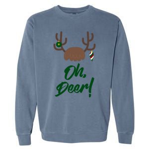 Funny Oh Deer Christmas Reindeer Antler Pun Funny Gift Gift Garment-Dyed Sweatshirt