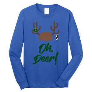 Funny Oh Deer Christmas Reindeer Antler Pun Funny Gift Gift Long Sleeve Shirt