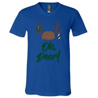 Funny Oh Deer Christmas Reindeer Antler Pun Funny Gift Gift V-Neck T-Shirt