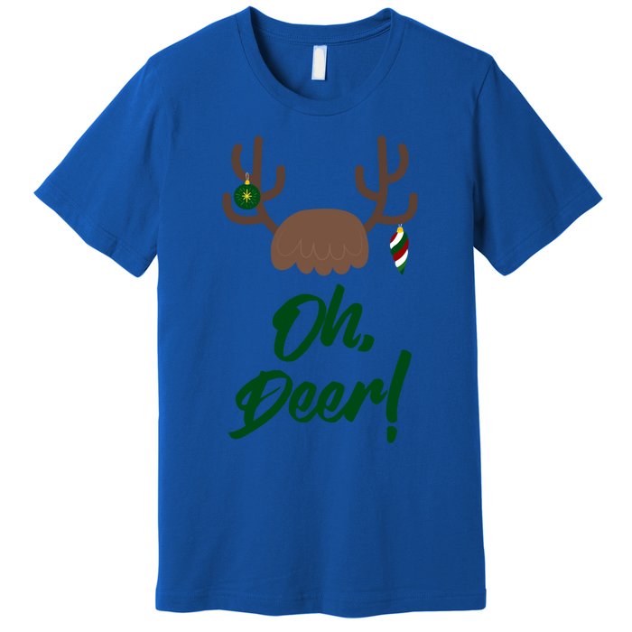 Funny Oh Deer Christmas Reindeer Antler Pun Funny Gift Gift Premium T-Shirt