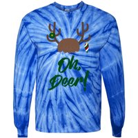 Funny Oh Deer Christmas Reindeer Antler Pun Funny Gift Gift Tie-Dye Long Sleeve Shirt