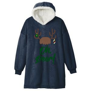 Funny Oh Deer Christmas Reindeer Antler Pun Funny Gift Gift Hooded Wearable Blanket