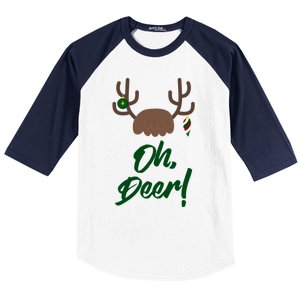 Funny Oh Deer Christmas Reindeer Antler Pun Funny Gift Gift Baseball Sleeve Shirt