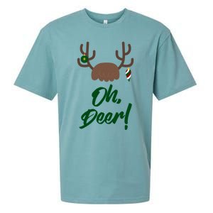 Funny Oh Deer Christmas Reindeer Antler Pun Funny Gift Gift Sueded Cloud Jersey T-Shirt