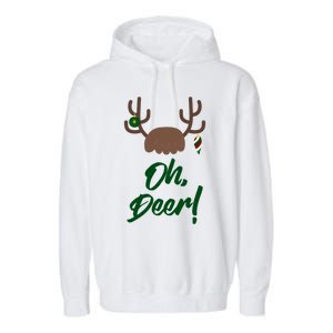 Funny Oh Deer Christmas Reindeer Antler Pun Funny Gift Gift Garment-Dyed Fleece Hoodie