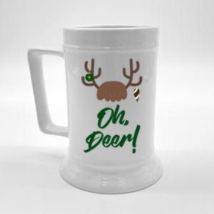 Funny Oh Deer Christmas Reindeer Antler Pun Funny Gift Gift Beer Stein