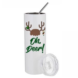 Funny Oh Deer Christmas Reindeer Antler Pun Funny Gift Gift Stainless Steel Tumbler