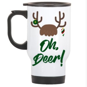 Funny Oh Deer Christmas Reindeer Antler Pun Funny Gift Gift Stainless Steel Travel Mug