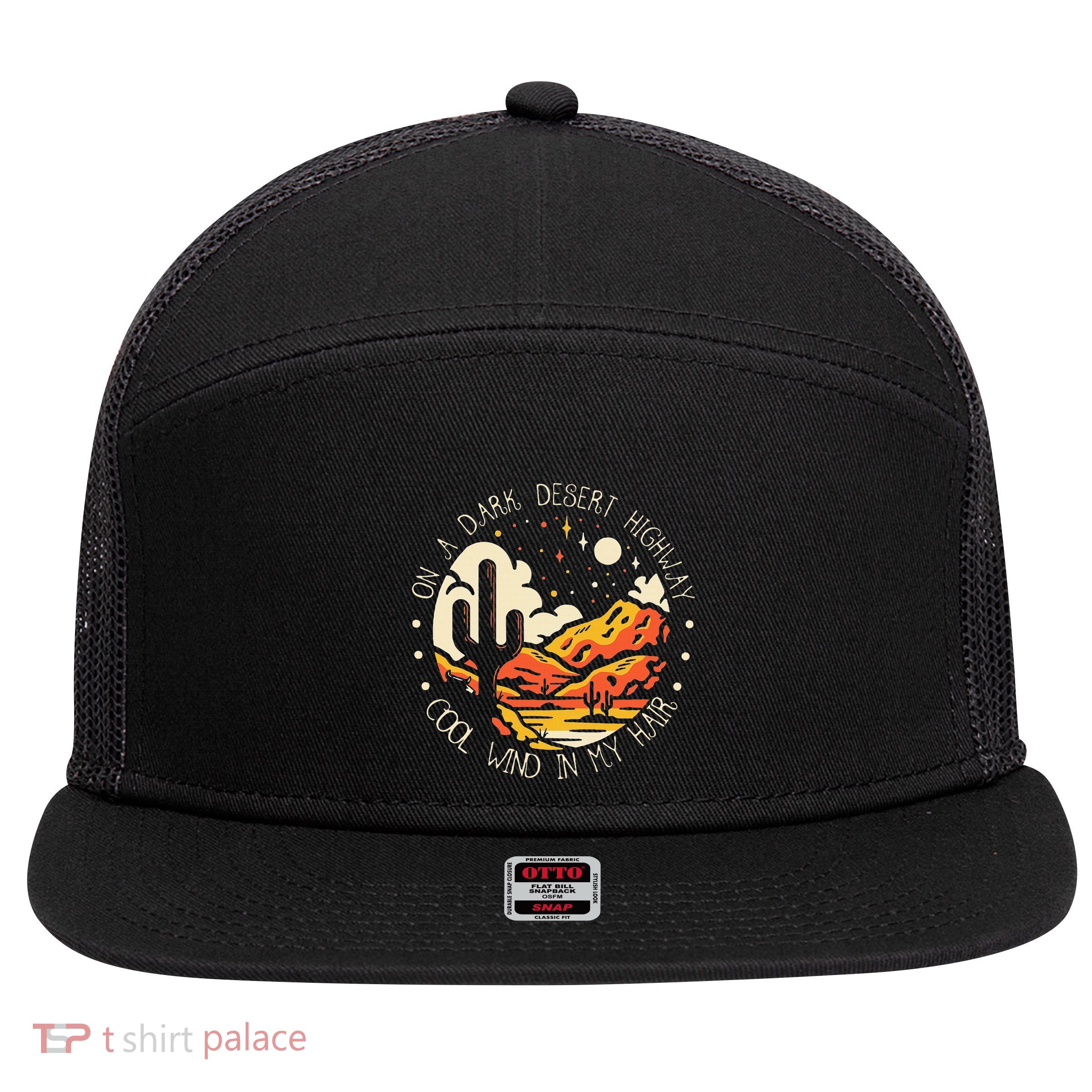 Funny On Dark Deserts Highway Classic Cool Wind In My Hair 7 Panel Mesh Trucker Snapback Hat