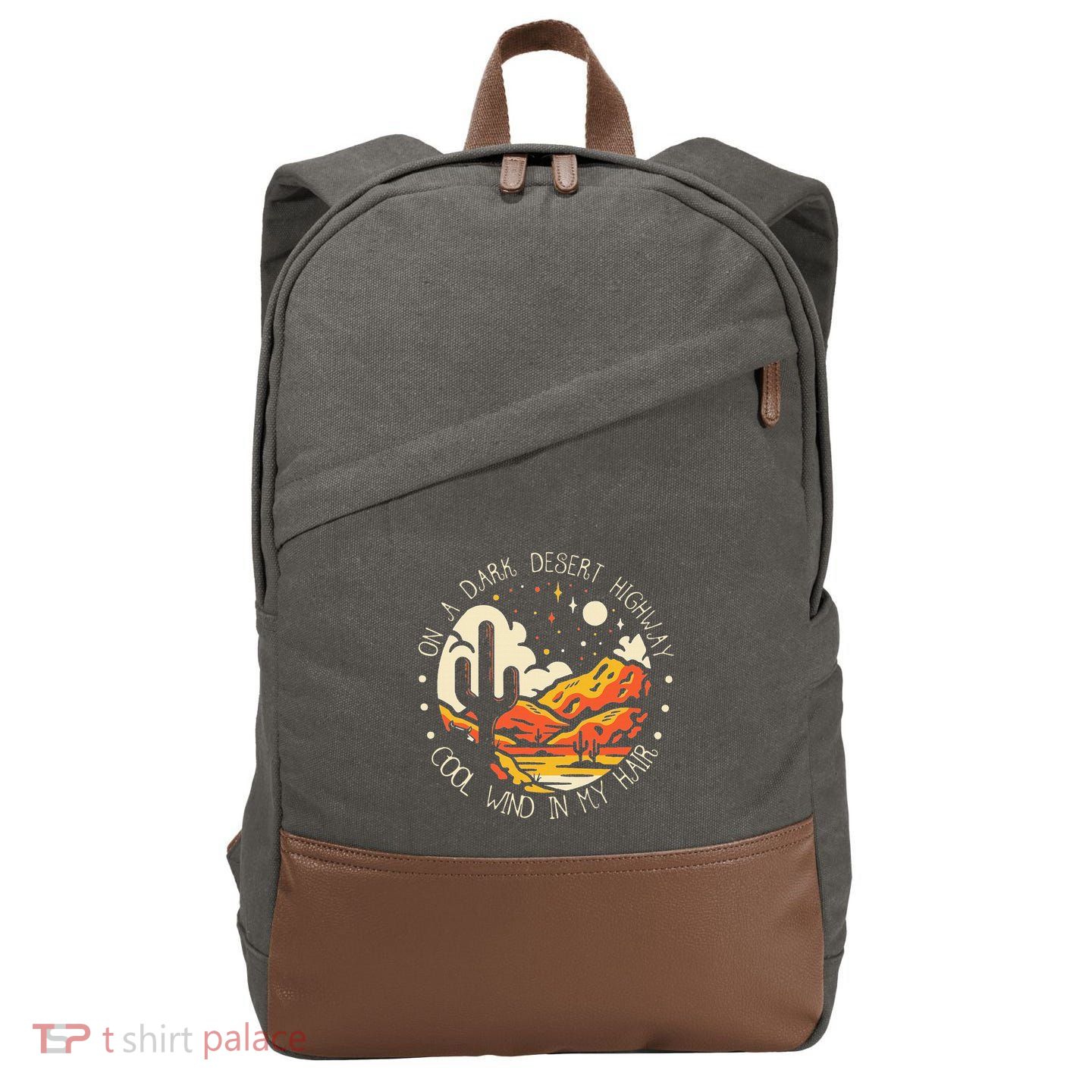 Funny On Dark Deserts Highway Classic Cool Wind In My Hair Cotton Canvas Backpack