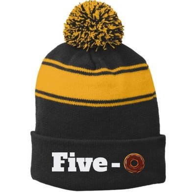 Five O Donut Funny Cop Stripe Pom Pom Beanie