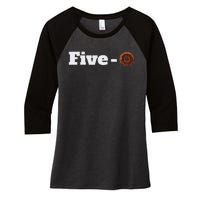 Five O Donut Funny Cop Women's Tri-Blend 3/4-Sleeve Raglan Shirt