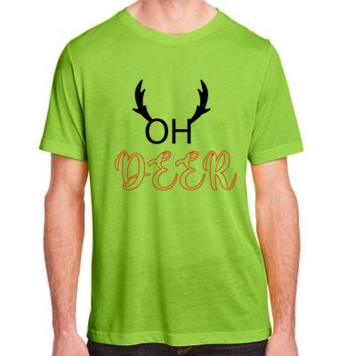 Funny Oh Deer With Christmas Reindeer Antlers Gift Adult ChromaSoft Performance T-Shirt