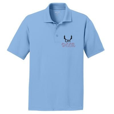 Funny Oh Deer With Christmas Reindeer Antlers Gift PosiCharge RacerMesh Polo