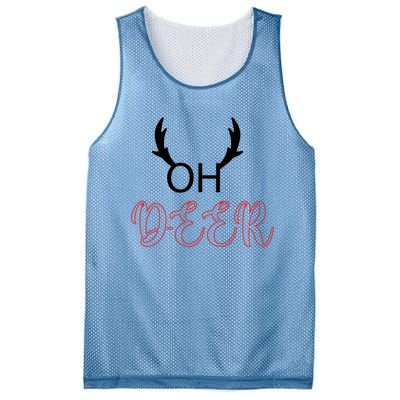 Funny Oh Deer With Christmas Reindeer Antlers Gift Mesh Reversible Basketball Jersey Tank