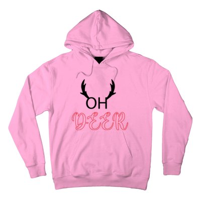 Funny Oh Deer With Christmas Reindeer Antlers Gift Hoodie