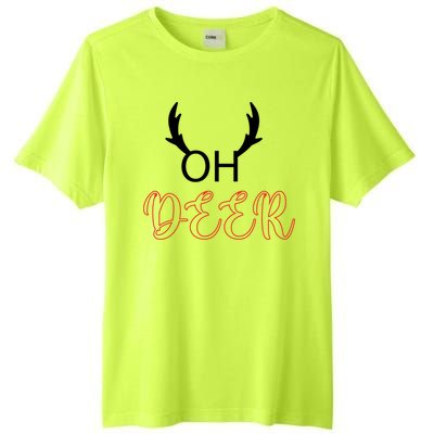 Funny Oh Deer With Christmas Reindeer Antlers Gift Tall Fusion ChromaSoft Performance T-Shirt